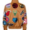 Brown NBA Team Collage Jeff Hamilton Leather Jacket