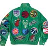 Green NBA Team Collage Jeff Hamilton Leather Jacket
