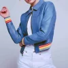 Evil Kristen Bouchard Blue Leather Jacket