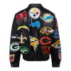 NFL Black Collage Jeff Hamilton Leather Jacket