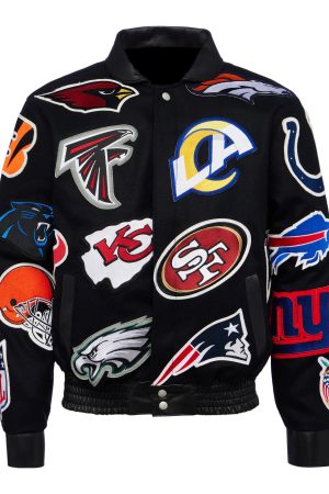 NFL Collage Black Jeff Hamilton Wool Jacket