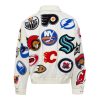 NHL White Collage Jeff Hamilton Leather Jacket