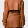 Women’s Brown Belted Leather Coat