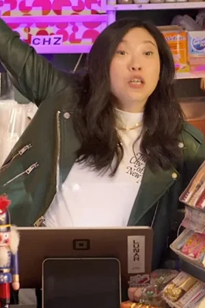 Awkwafina is Nora from Queens Awkwafina Leather Jacket