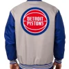 Gray/Blue Detroit Pistons Poly Twill Jacket