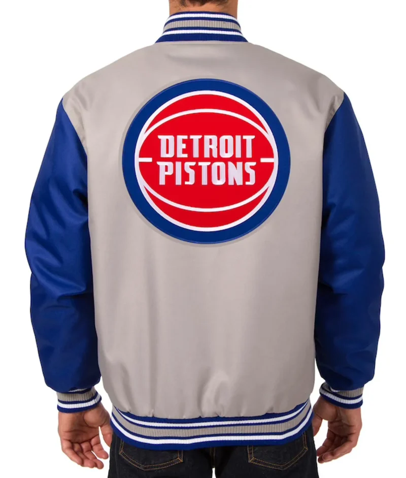 Gray/Blue Detroit Pistons Poly Twill Jacket