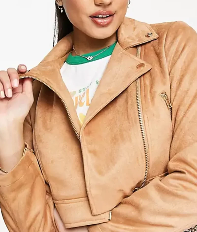 How I Met Your Father Francia Raisa Suede Cropped Jacket