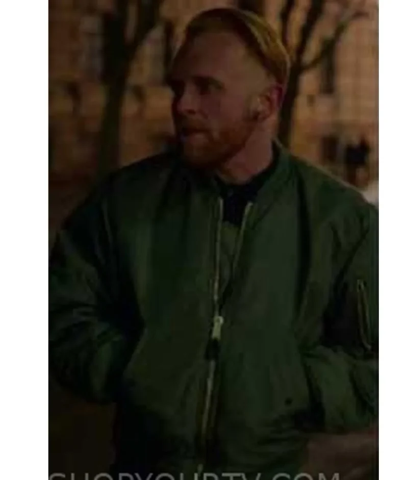 Young Wallander Josef Davies Green Bomber Jacket