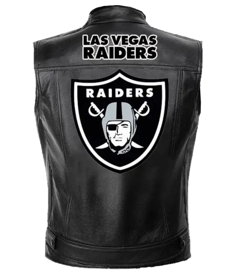 Las Vegas Raiders Black Leather Vest