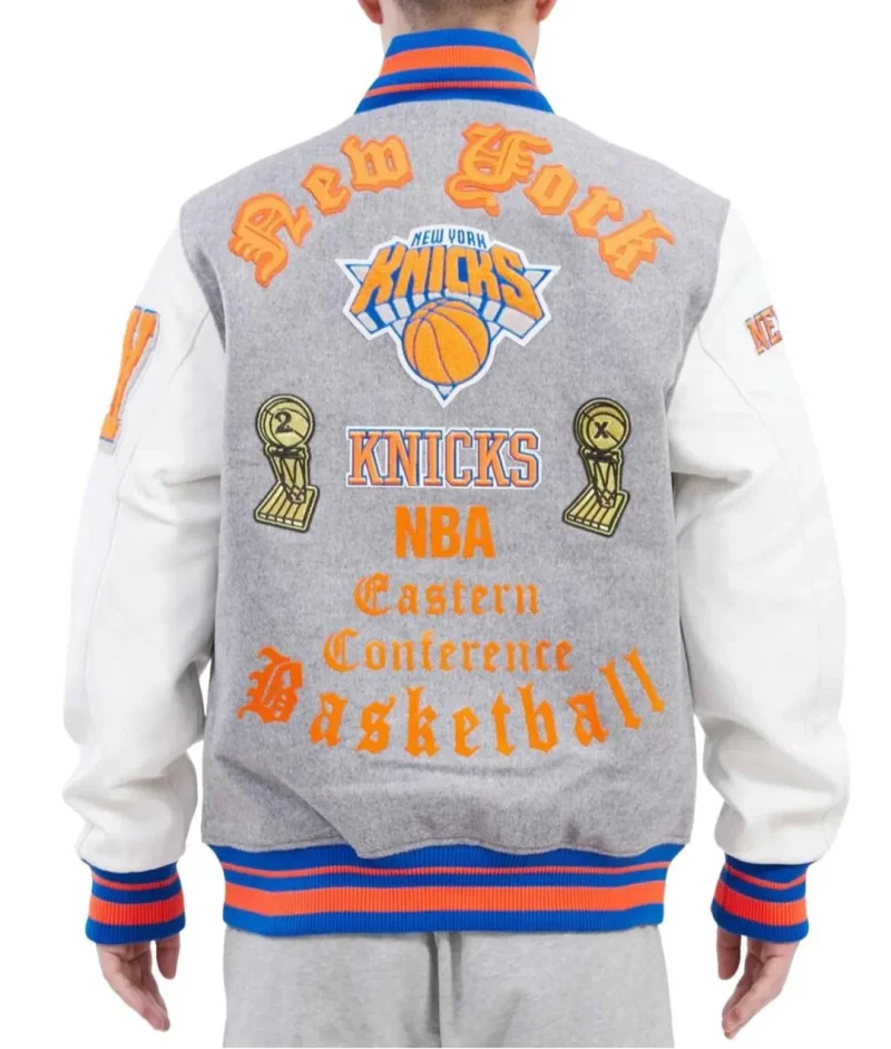 NY Knicks Old English Varsity Jacket