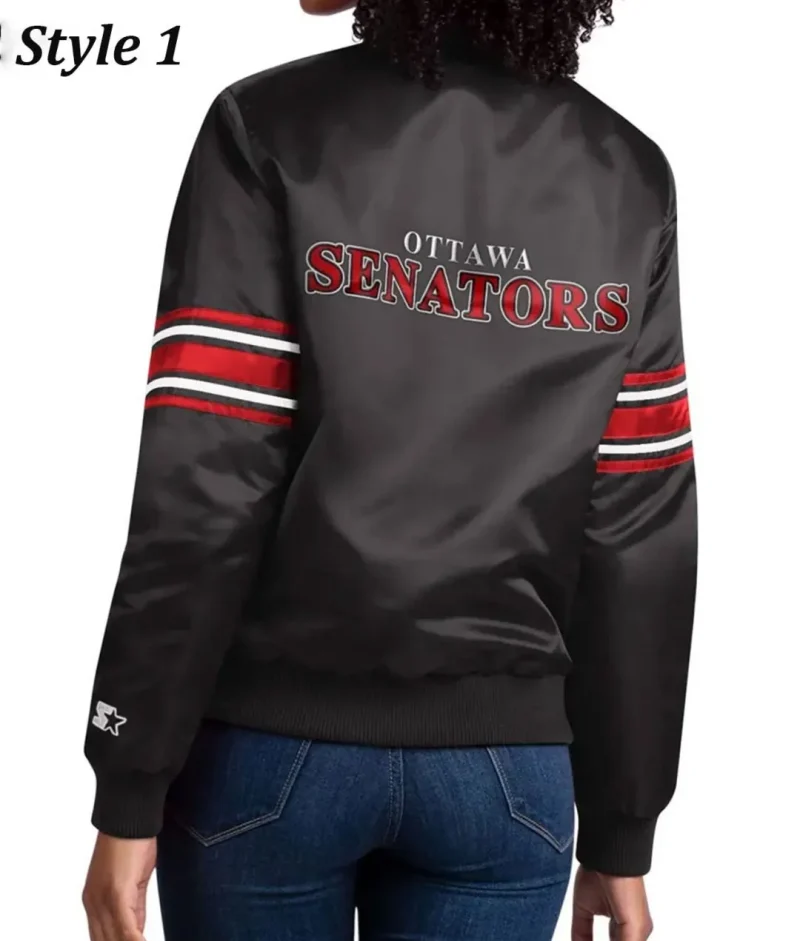 Ottawa Senators Striped Black Satin Jacket