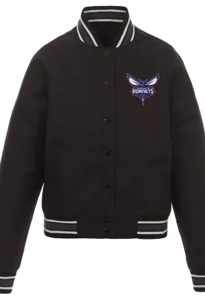 Black Charlotte Hornets Poly Twill Jacket