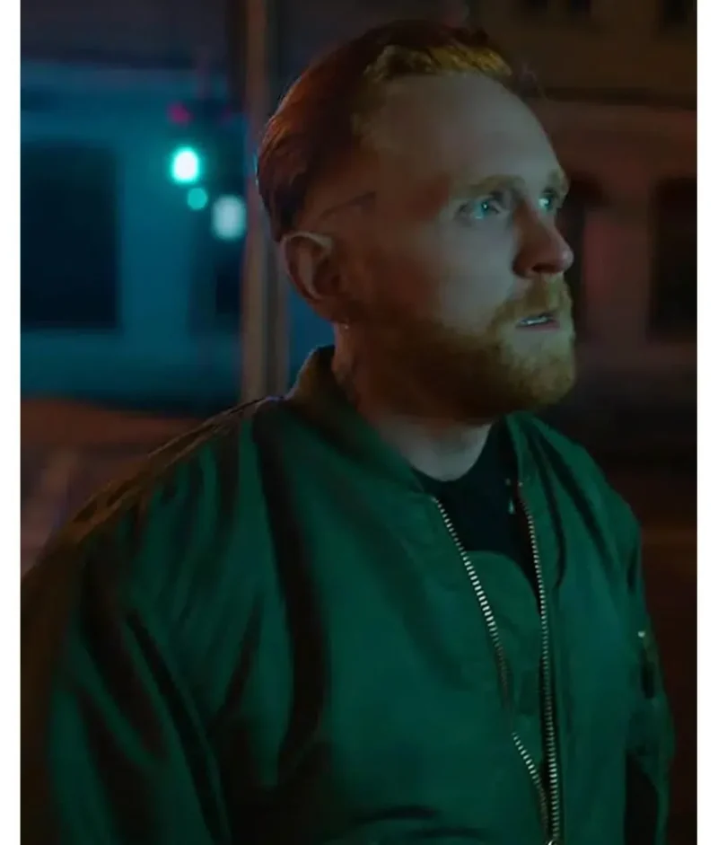 Young Wallander Josef Davies Green Bomber Jacket
