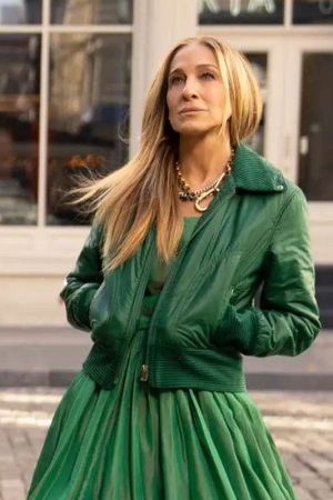 And Just Like That S02 Carrie Bradshaw Green Bomber Jacket