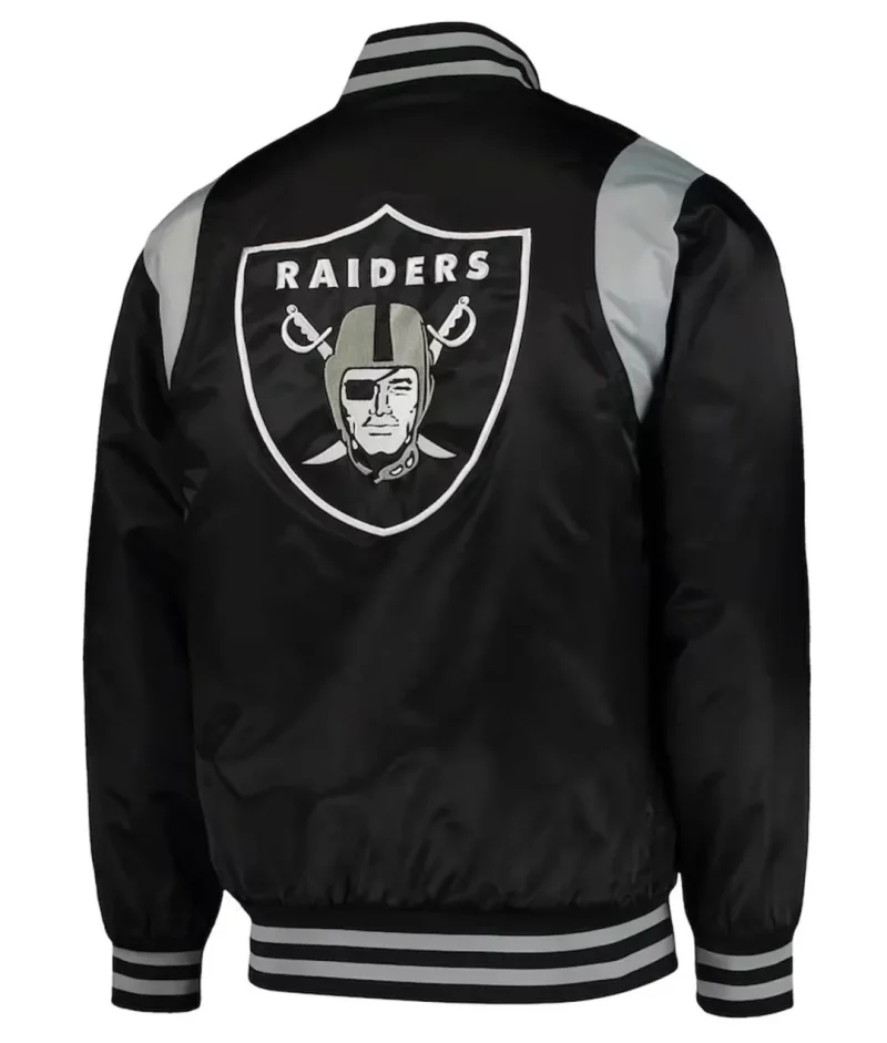 Black/Silver Las Vegas Raiders Prime Time Varsity Satin Jacket