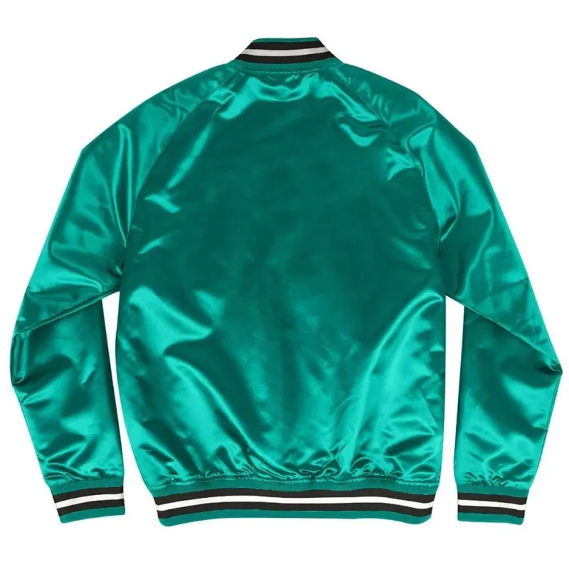 Material: Satin (Both Gender) Lining: Viscose lining Color: Green/ Black Front: Snap-tab Buttoned Closure Collar: Rib-knitted Sleeves: Long sleeves Cuffs: Rib-knitted Hemline: Rib-knitted Stitching: Fine