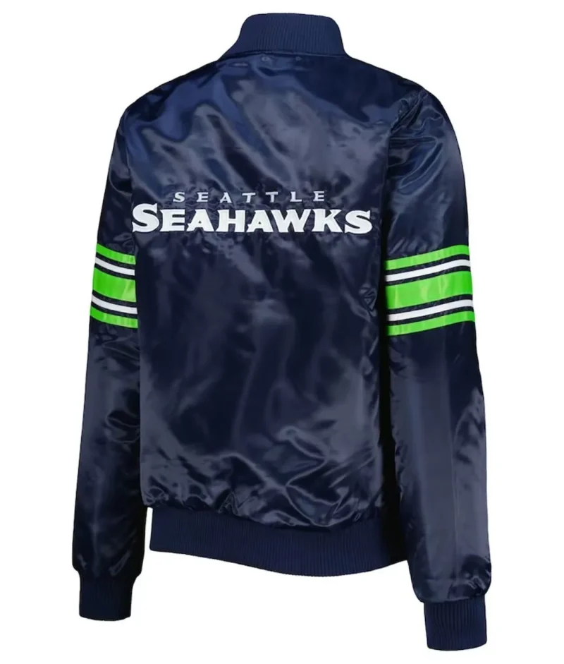 College Navy Seattle Seahawks Line Up Varsity Satin Jacket