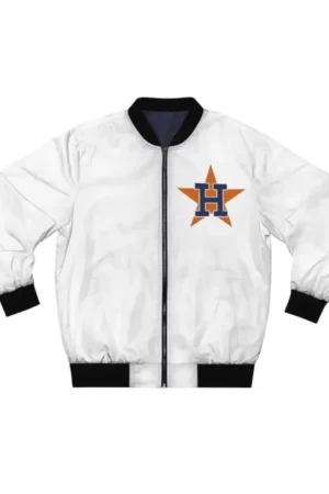 White Houston Astros Bomber Full-Zip Satin Jacket