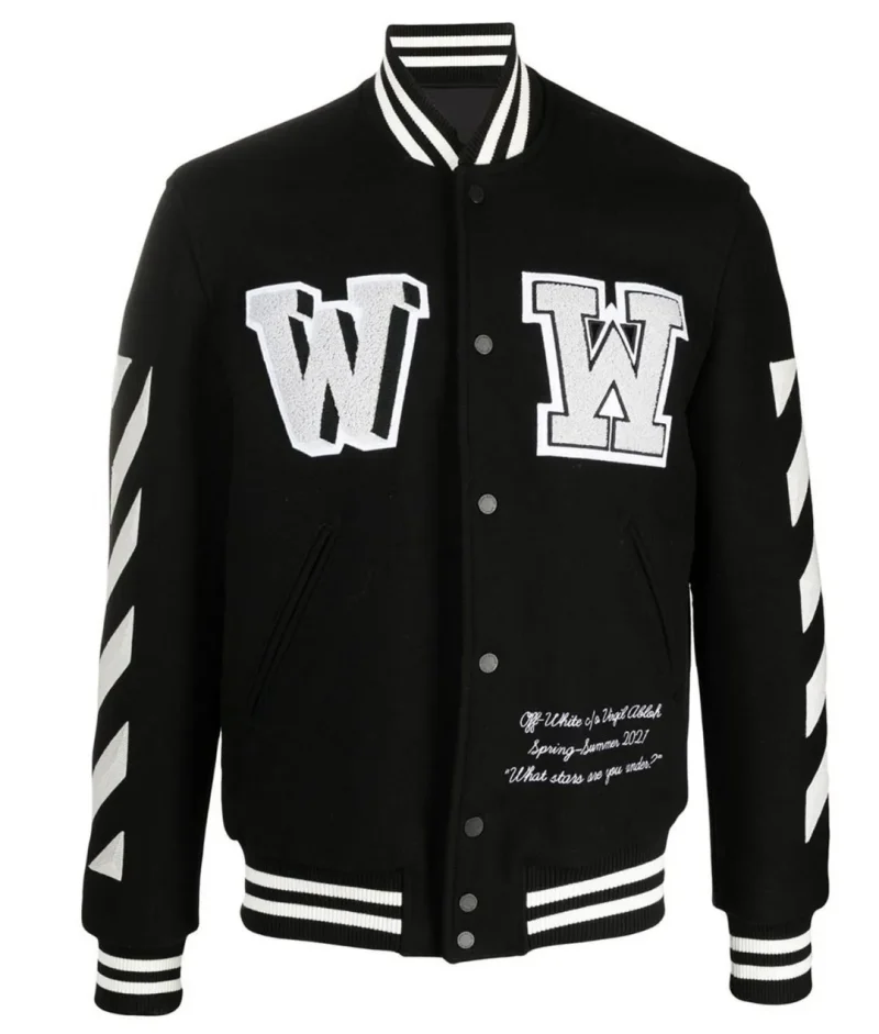 Off-White Black Letterman Wool Jacket