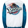 Pistons Ty Mopkins Teal and White Satin Jacket
