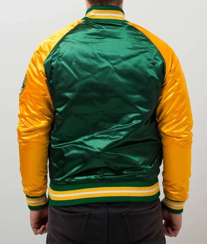 Seattle Supersonics Tough Season Green/Yellow Satin Jacket