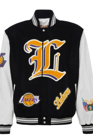 Lakers Wool & Leather Black Varsity Jacket