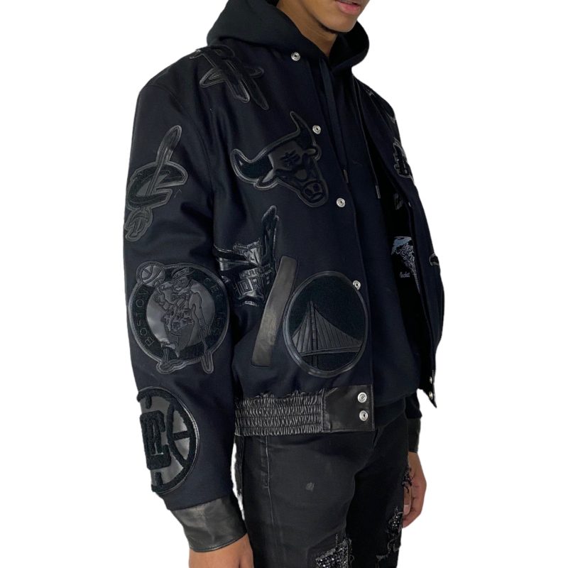 NBA Collage Wool & Leather Patches Jacket Black/black