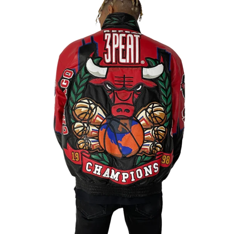 Chicago Bulls 3-Peat Championship Genuine Leather Jacket