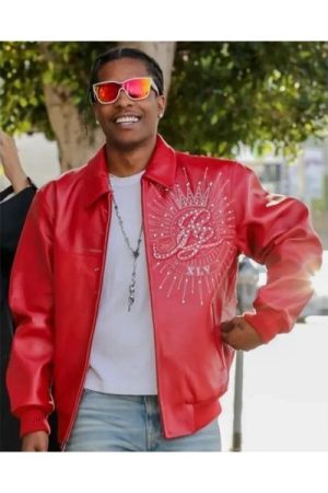 A$AP Rocky Red Leather Jacket