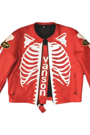 Vanson Skeleton Red Leather Jacket