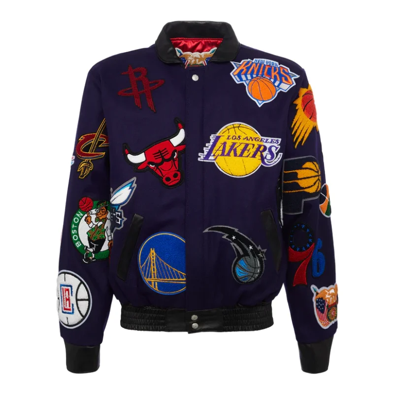 NBA Collage Wool & Leather Purple Jacket