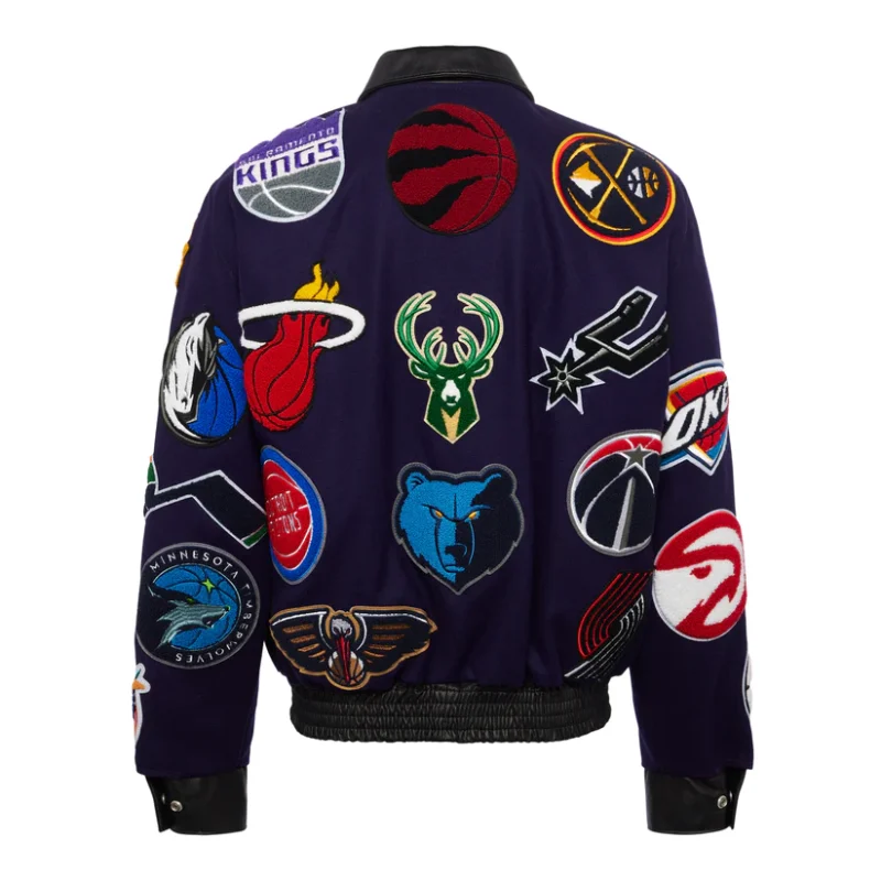 NBA Collage Wool & Leather Purple Jacket
