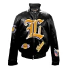 Los Angeles Lakers Puffer Full Leather Black Jacket