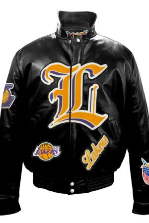 Los Angeles Lakers Puffer Full Leather Black Jacket
