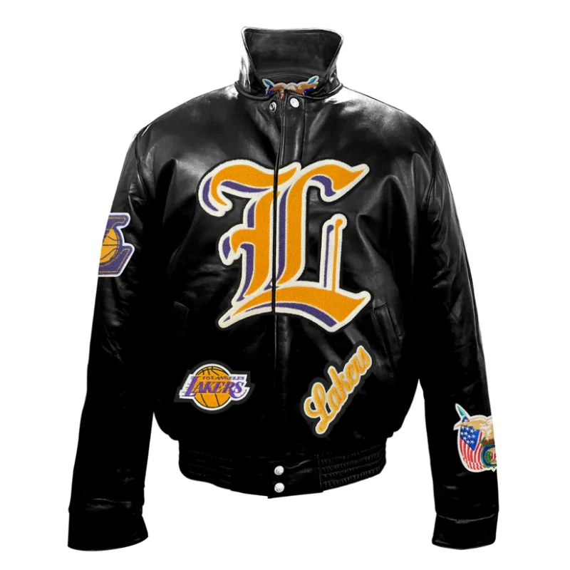 Los Angeles Lakers Puffer Full Leather Black Jacket
