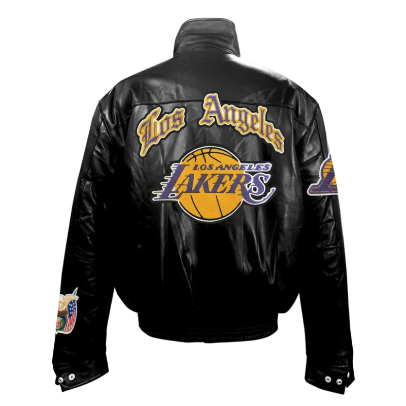 Los Angeles Lakers Puffer Full Leather Black Jacket
