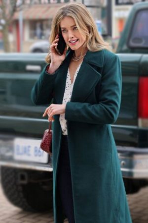 Ashley Newbrough Flipping For Christmas Green Coat