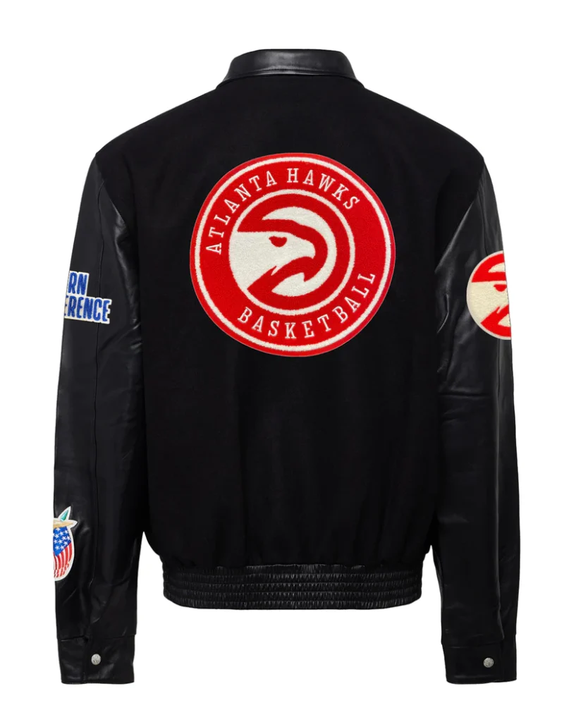Atlanta Hawks Wool & Leather Black Jacket