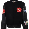 Atlanta Hawks Wool & Leather Black Jacket