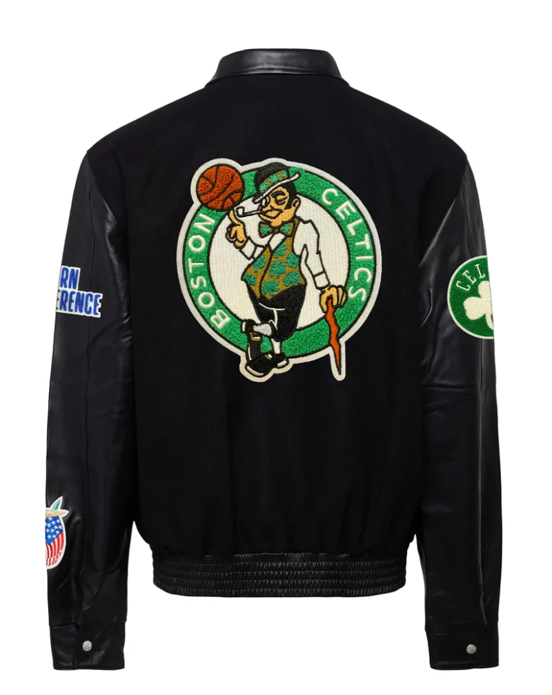 Boston Celtics Wool & Leather Black Jacket