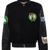 Boston Celtics Wool & Leather Black Jacket