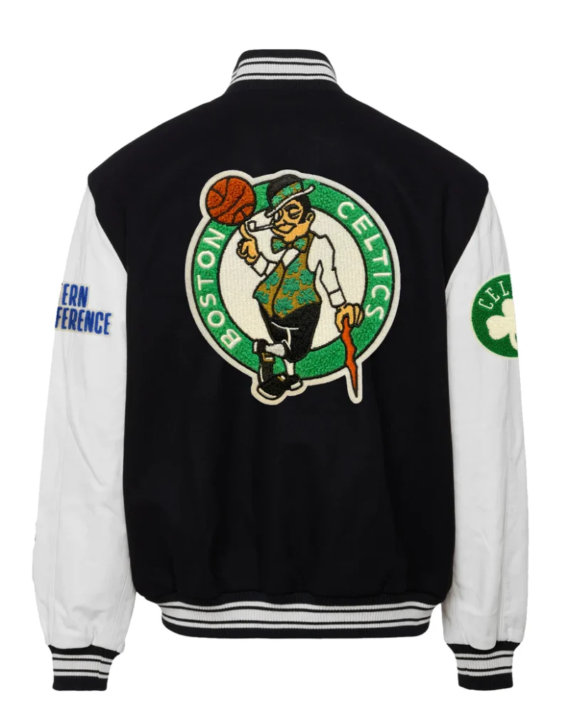 Boston Celtics Wool & Leather Black / White Varsity Jacket
