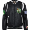 Boston Celtics Vegan Black Leather Jacket