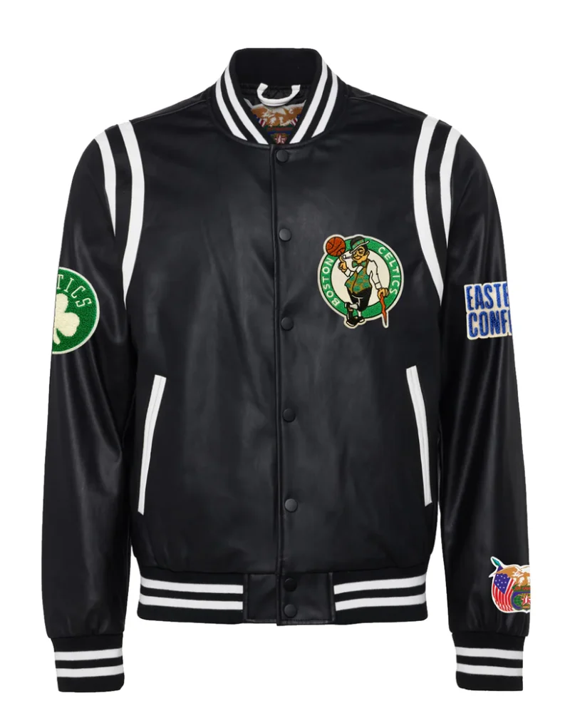 Boston Celtics Vegan Black Leather Jacket