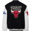 Chicago Bulls Wool & Leather Black / White Varsity Jacket