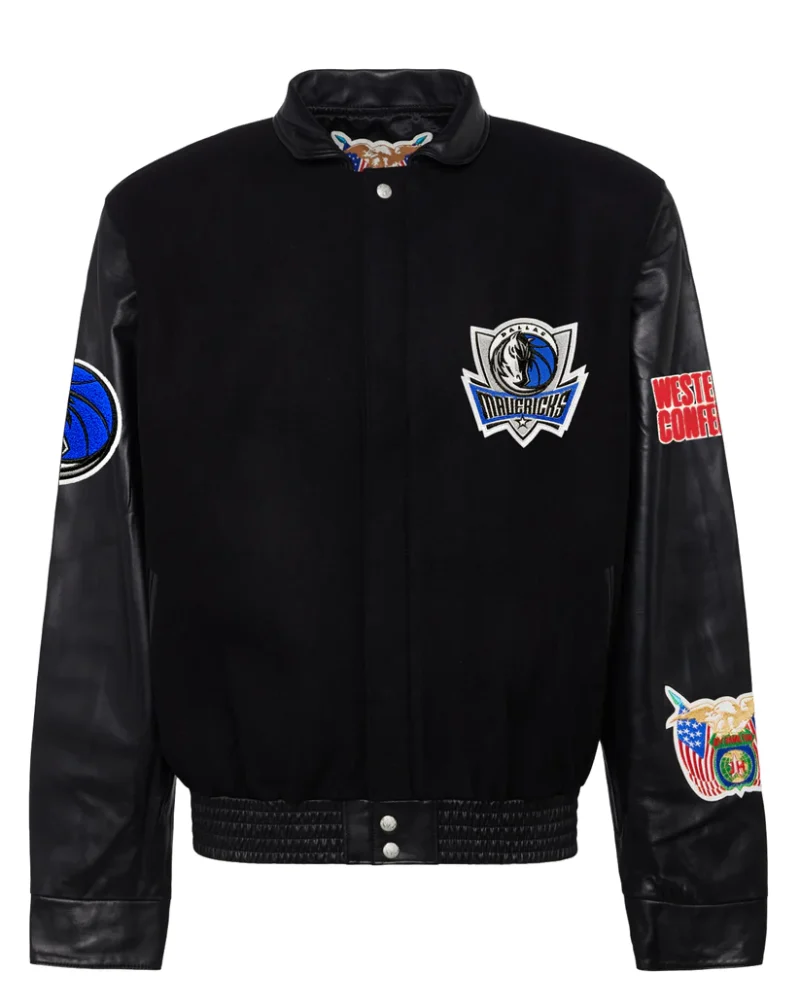 Dallas Mavericks Wool & Leather Black Jacket