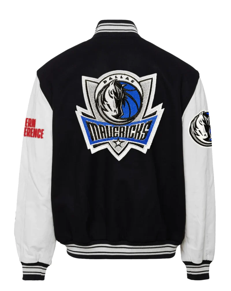 Dallas Mavericks Wool & Leather Black / White Varsity Jacket