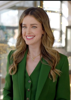 Ashley Newbrough Flipping for Christmas Green Suit