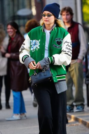 Gigi Hadid Green Varsity Jacket