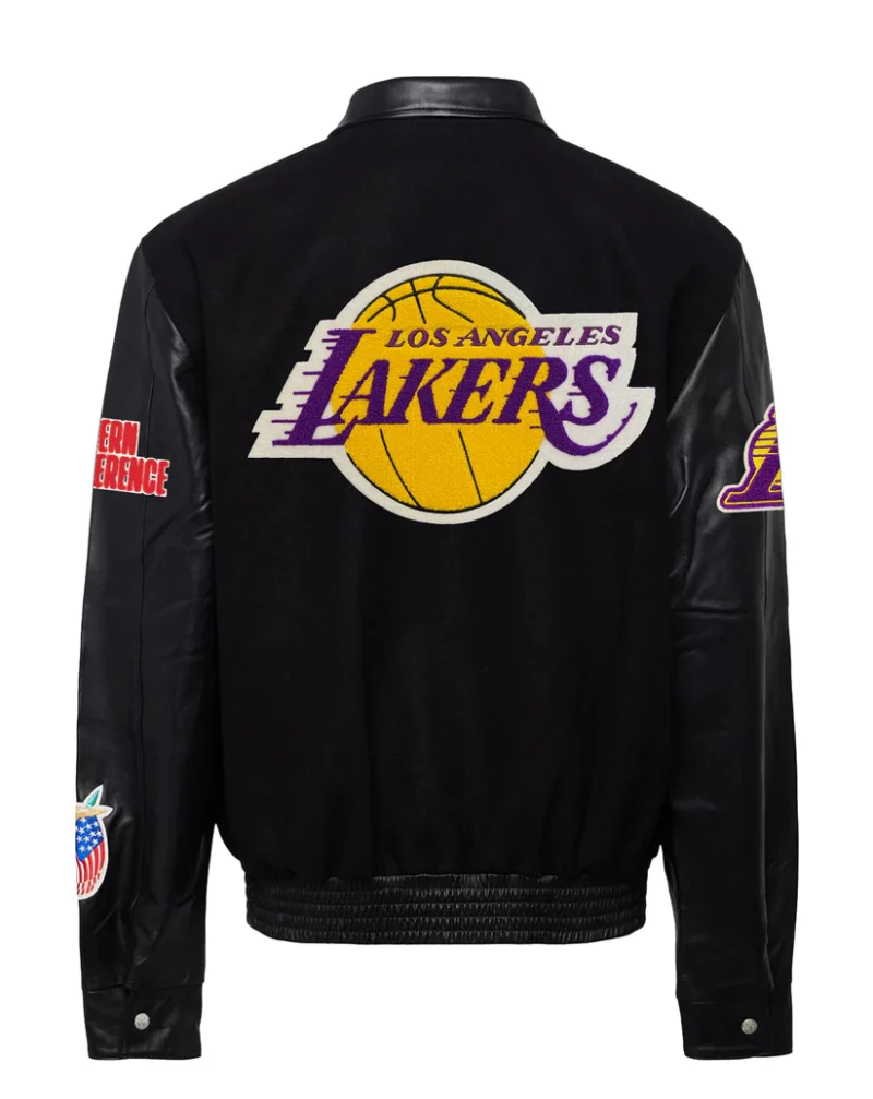 Los Angeles Lakers Wool & Leather Black Jacket